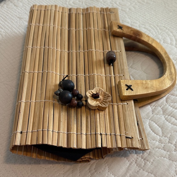 Vintage collapsible Natural Bamboo Women’s Handbag boho cottage core - Picture 6 of 9